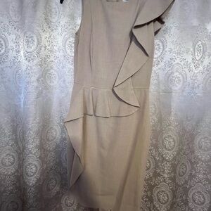 Calvin Klein Asymmetrical Tan Dress